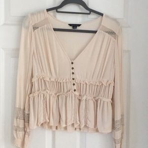 American Eagle beige blouse.